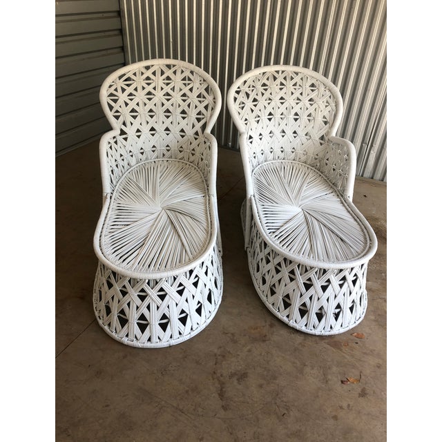 Vintage Rattan Peacock Chaise Lounge Chairs a Pair Chairish