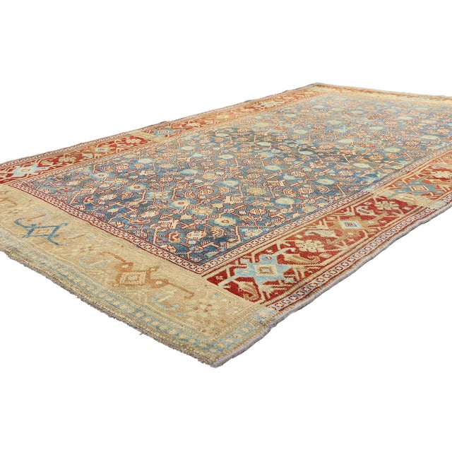 79653 Antique Persian Bijar Rug, 04'07 x 07'04. The Azure Citadel: An Antique Persian Bijar Masterpiece of Enduring...