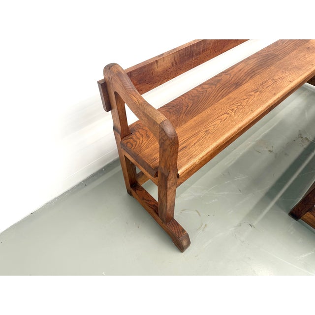Vintage Oak Community Benches, 1950s, Set of 2 For Sale - Image 18 of 18
