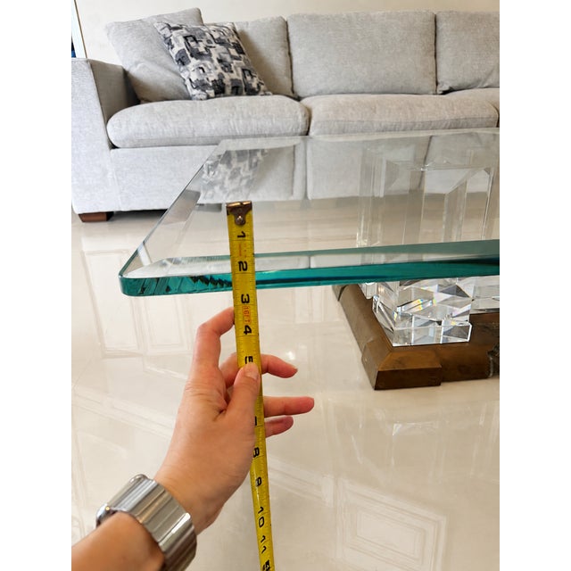 Bronze Signed Jeffrey Bigelow Lucite & Bronze Coffee Table, C. 1992 For Sale - Image 8 of 12