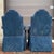 Vintage Baker Furniture William and Mary Walnut, Blue Damask Custom Built High Seat Throne Lounge Chairs - A Pair For Sale - Image 12 of 18