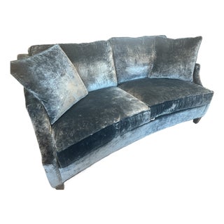 Like New Blue Velvet Massoud Loveseat For Sale