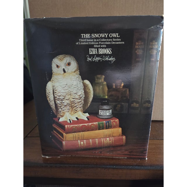 Ezra Brooks 101 Empty Snowy Owl Decanter 1979 W Box & Paperwork For Sale - Image 4 of 5