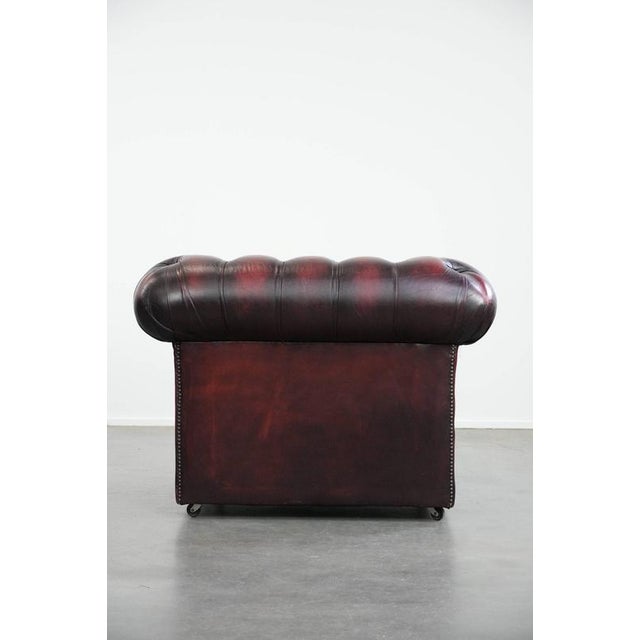 English Chesterfield Leather Armchair on Wheels For Sale - Image 4 of 18