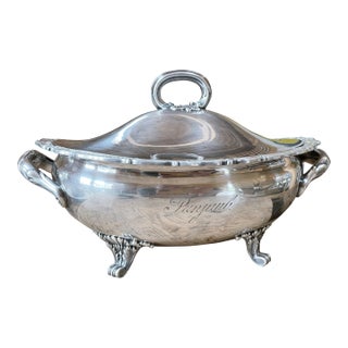 1887 Silver Plated Tureen From Steam Yacht Punjaub For Sale