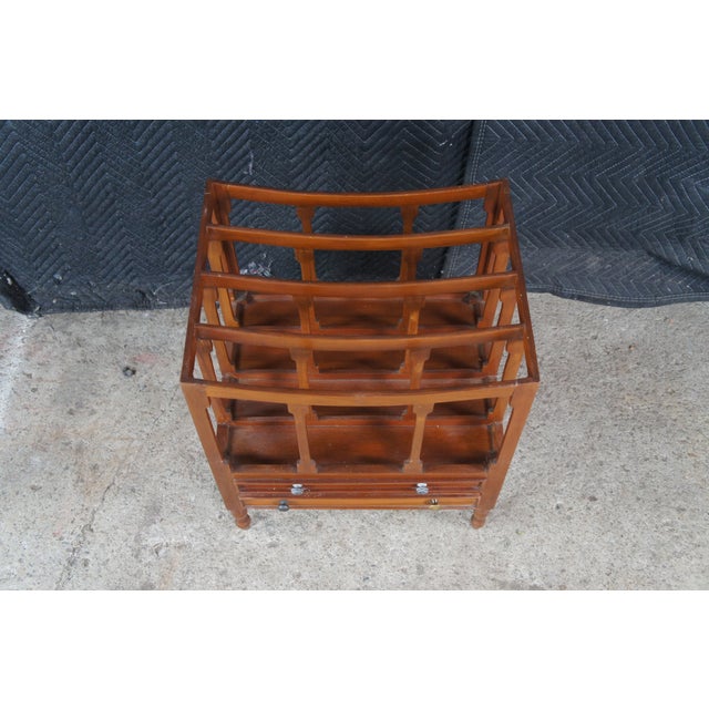 Late 20th Century Vintage English Georgian Style Mahogany Canterbury Magazine Music Rack Drawers For Sale - Image 5 of 13