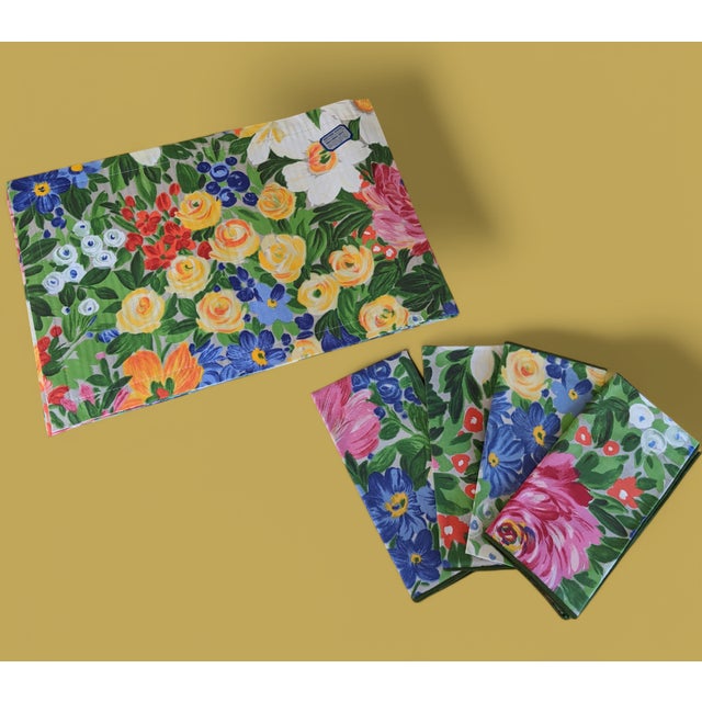 Traditional Vintage Easter Spring Floral Reversible Pleated Placemats and Matching Napkins- Set of 8 For Sale - Image 3 of 12