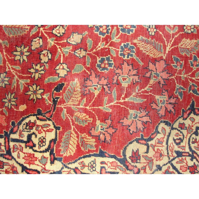 Red Antique Persian Sarouk Feraghan Carpet, 9'10" × 13'8" For Sale - Image 8 of 15