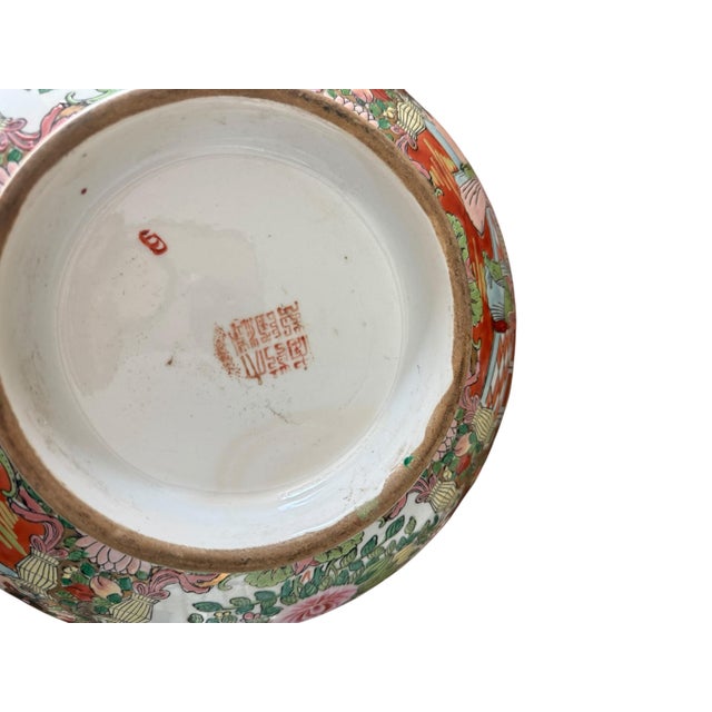 Antique Chinese Rose Medallion Punch/Serving Bowls – A Pair, 12” Diameter (C. 1880–1920) For Sale - Image 11 of 11