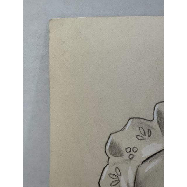 1940s Original Signed Graphite Illustration of Smiling Young Girl in Bonnet, 11 × 9 In. For Sale - Image 4 of 6