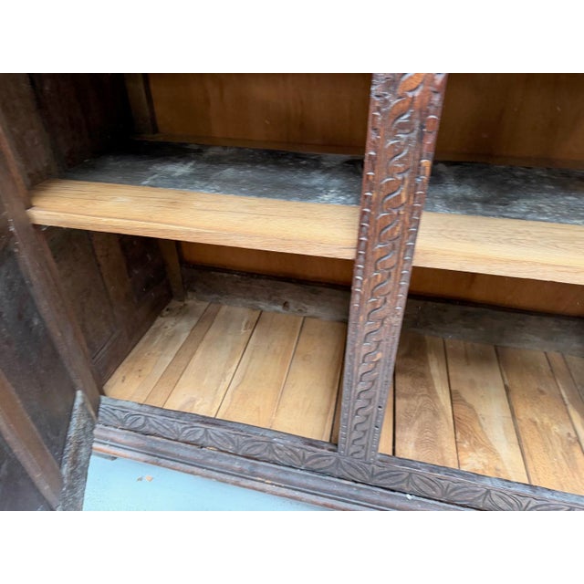 Antique Carved Oak Court Cupboard For Sale - Image 3 of 13