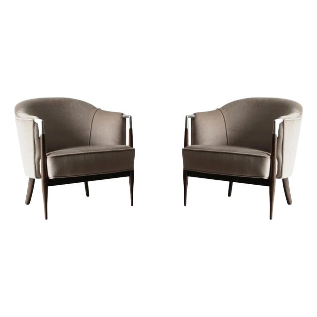 Set of Mid-Century Modern Lounge Chairs in Mohair, C. 1960s For Sale