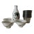 Vintage Sake Set With Ceramic & Metal Cups- 15 Pieces For Sale