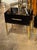 Wood Modern Italian High Gloss Black Lacquered Side Tables With Brass Accents For Sale - Image 7 of 7