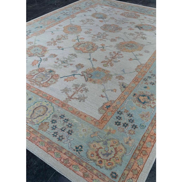 Blue Turkish Oushak Rug 9'3" x 12'4" #20432 For Sale - Image 8 of 8