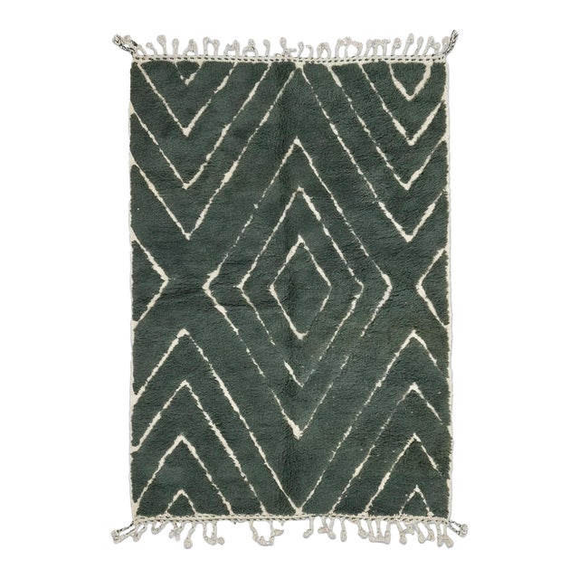 Green Moroccan Rug - 9.8 X 6.7 Ft For Sale
