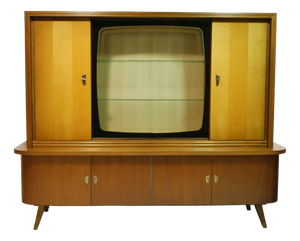 Mid-Century Living Room Display Cabinet with Glass Sliding Doors, Germany, 1960s