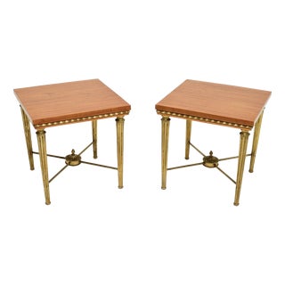 Vintage Satinwood and Brass Side Tables, 1920, Set of 2 For Sale