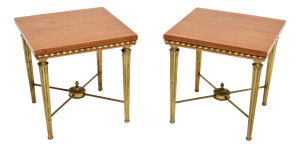 Vintage Satinwood and Brass Side Tables, 1920, Set of 2