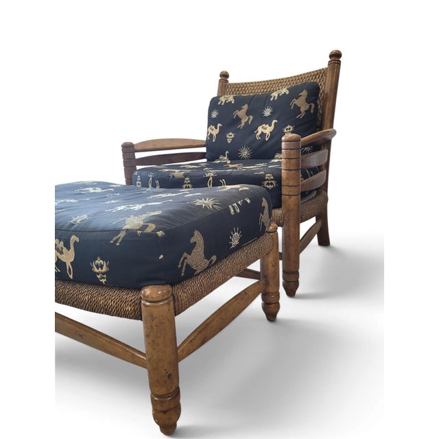 Maitland-Smith British Colonial Cane Lounge Chair & Ottoman, C. 1990 For Sale In West Palm - Image 6 of 16