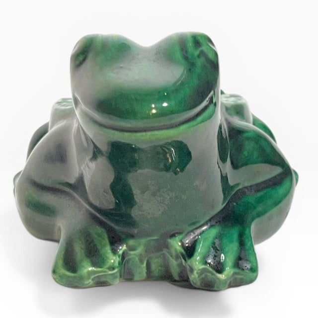 Mid-Century Modern Vintage French Green Frog Ashtray Catchall Dijon For Sale - Image 3 of 12