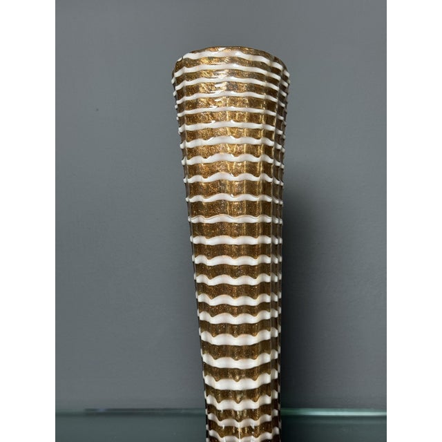 1950s Gilded Murano Glass Vase with Lattimo Decor by Ercole Barovier for Barovier & Toso, 1950s For Sale - Image 5 of 10