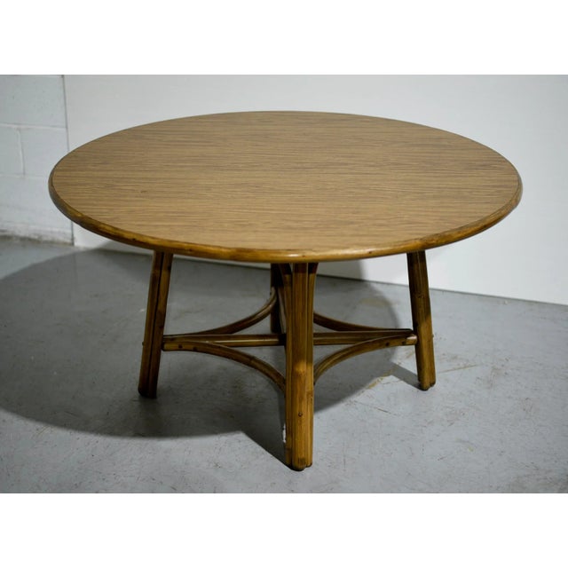 Mid Century Rattan Round Table and Swivel Chairs Set 5 Pieces Chairish