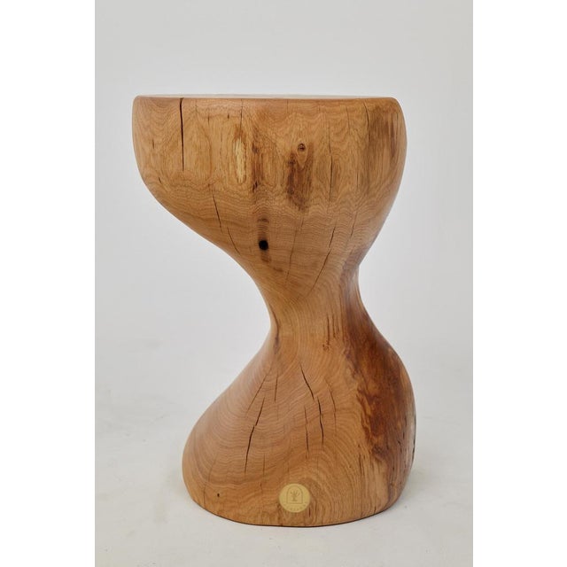 Wood Oak Wood Sculptural Side Table by Logniture For Sale - Image 7 of 14