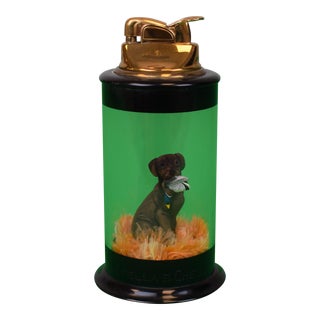 1950s Abercrombie & Fitch Carved Lab/ Bird Dog Evans Table Lighter For Sale