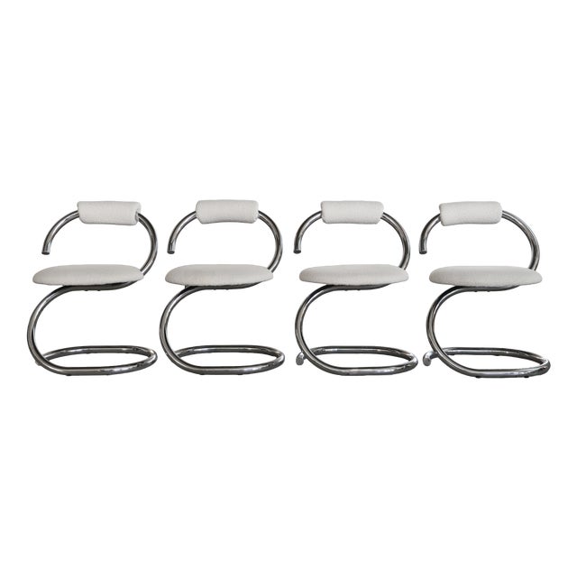 Vintage Cobra Chairs by Giotto Stoppino, Italy, 1970s, Set of 4 For Sale