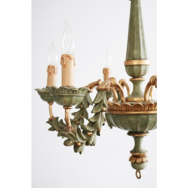 Wood Hand-Carved Florentine Chandelier, 1970 For Sale - Image 7 of 13