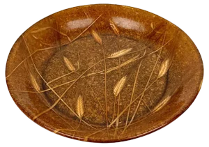 Round Acrylic Centerpiece with Wheat Inclusions, Italy, 1970s