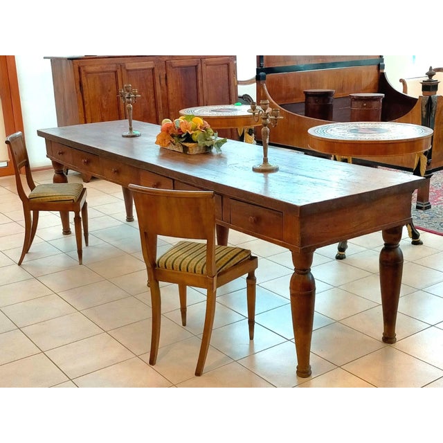 Large antique six-legged table, from the early 1800s An authentic piece of Bolognese craftsmanship, this six-legged table...