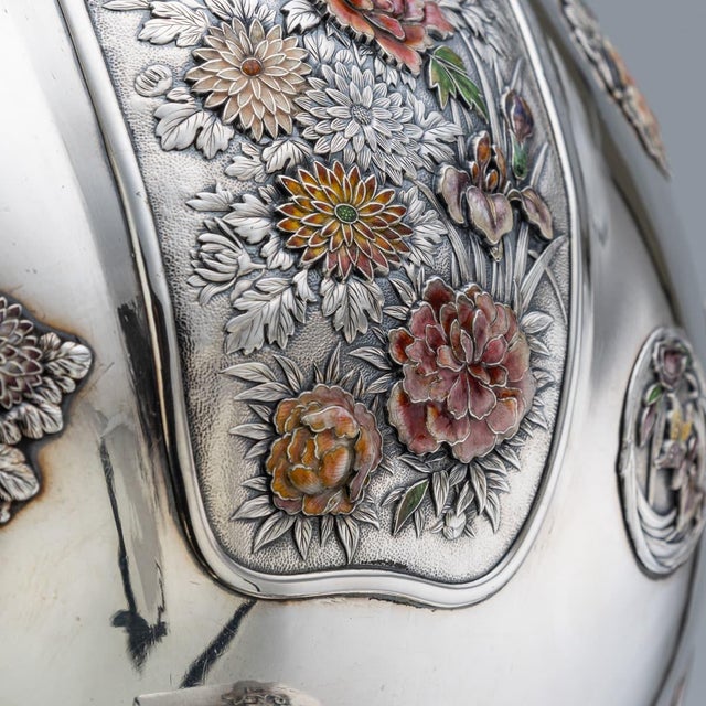 Antique Japanese Meiji Silver and Enamel Bowl, 1900s For Sale - Image 17 of 18