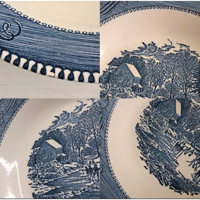 Currier & Ives Blue by Royal 8.5" Rimmed Cereal Soup Bowl Early Winter Set of 10 For Sale - Image 13 of 13
