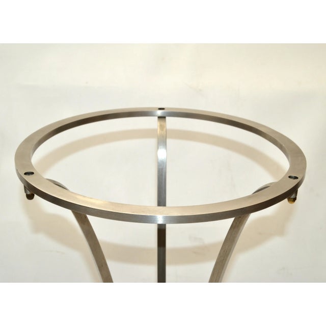 Maison Jansen French Neoclassical Steel & Bronze Hoof Feet Pedestal Drink Table For Sale - Image 12 of 13