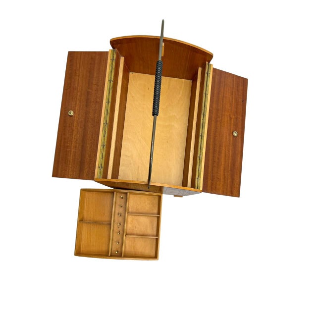Wood Mid-Century Teak Wood Sewing Storage Box, 1960s For Sale - Image 7 of 11