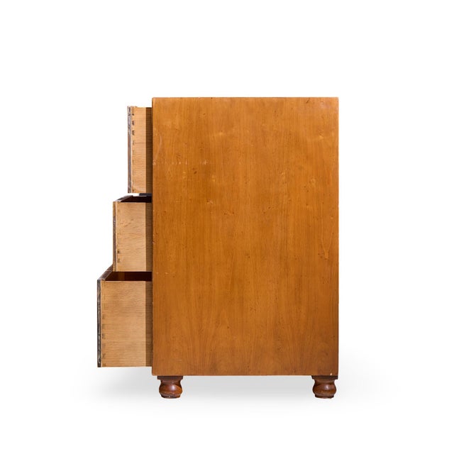 Late 20th Century Baker Furniture Cherry and Brass Campaign Lowboy Dresser For Sale - Image 5 of 9