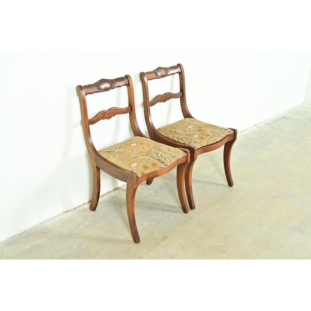 John M Smyth Kindel Furniture Style Regency Carved Solid Mahogany Side Chairs or Dining Chairs, Pair For Sale - Image 4 of 14