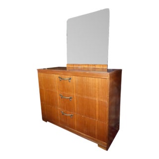 1950s Dresser With Mirror and 3 Drawers For Sale