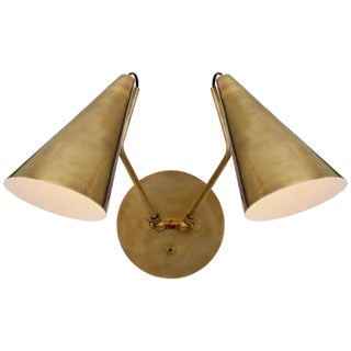 AERIN for Visual Comfort Signature Clemente Double Sconce in Hand-Rubbed Antique Brass For Sale