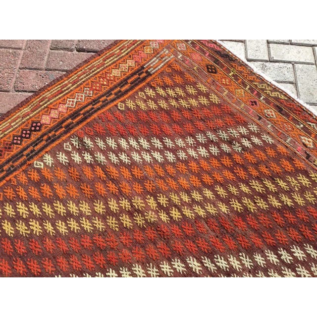 Red Vintage Turkish Kilim Rug - 67" X 119" For Sale - Image 8 of 11