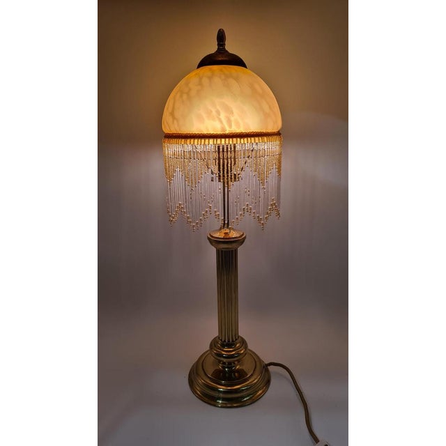 Table Lamp in Amber Glass and Brass, 1970s For Sale - Image 11 of 14