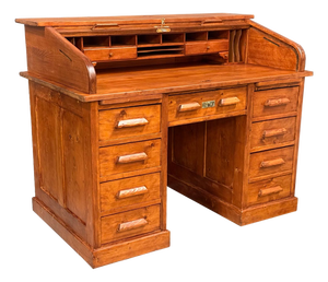 Vintage American Roll-Top Desk in Oak, 1920s
