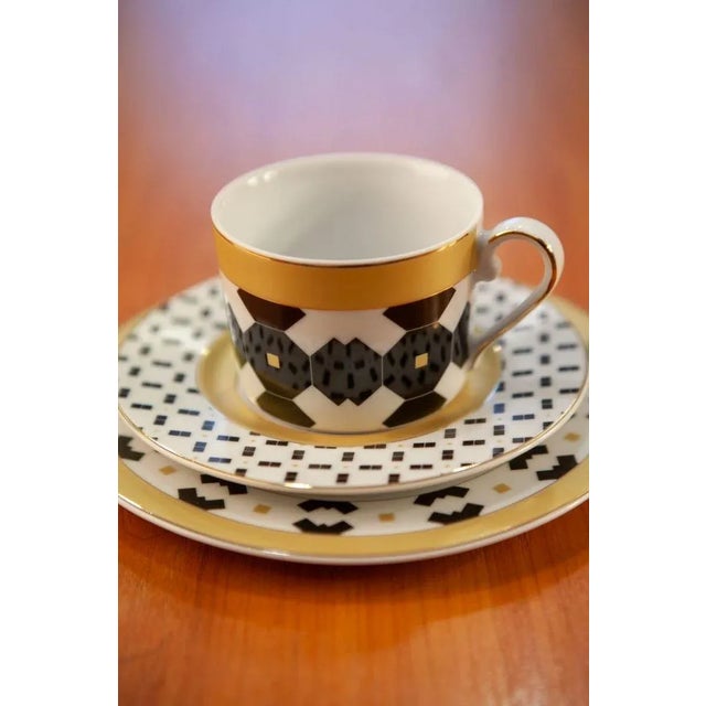 250 ml Cups with Saucer and Dessert Plate by Jenny Pierrot for Zaklady Porcelany Cmielow, Set of 2 For Sale - Image 9 of 11