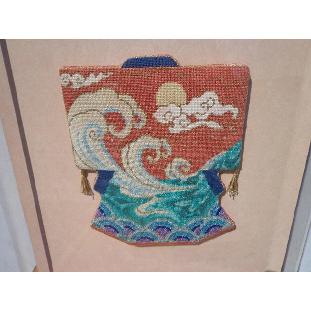 1960s 1960s Framed Hand Beaded Kimono Wall Art For Sale - Image 5 of 10