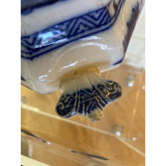 Flow Blue Sugar Jar Mid 19th Century For Sale - Image 12 of 14