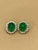 Gemstone 12 Ct Natural Emerald Zambia Cabochon & Diamond Stud Earring 14 Karat White Gold For Sale - Image 7 of 18