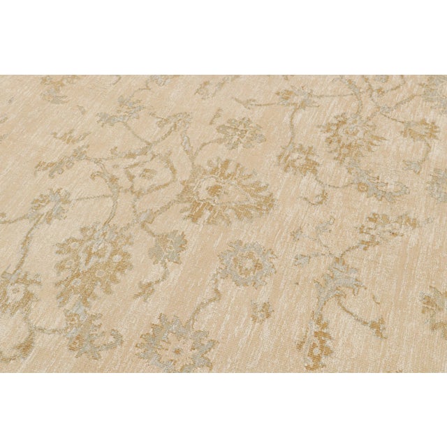 2010s Rug & Kilim’s Oushak Style Rug in Cream With Gold and Blue Floral Patterns For Sale In New York - Image 6 of 9