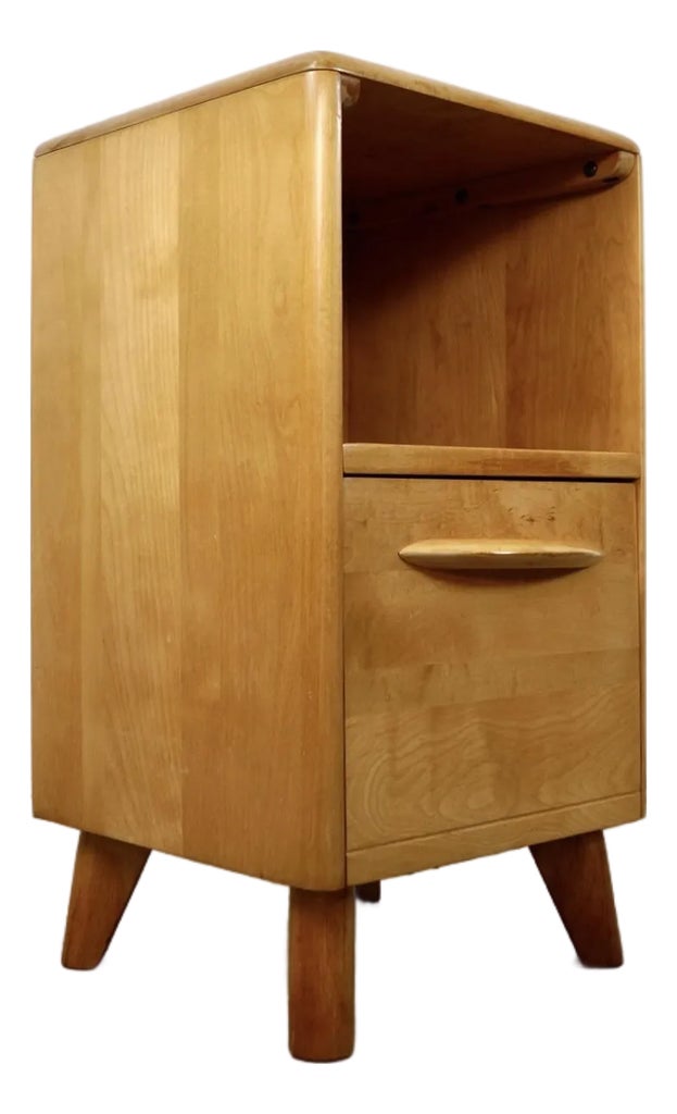 1940's Art Deco Solid Birch Heywood Wakefield Nightstand / Cabinet